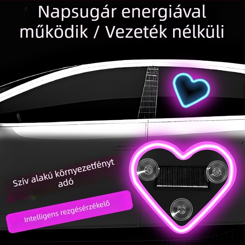 Napsugaras szív alakú autó LED hangulatfény – oldalsó ablakhoz, ABS korpusz, teljesítmény 3, élettartam 50 000 óra