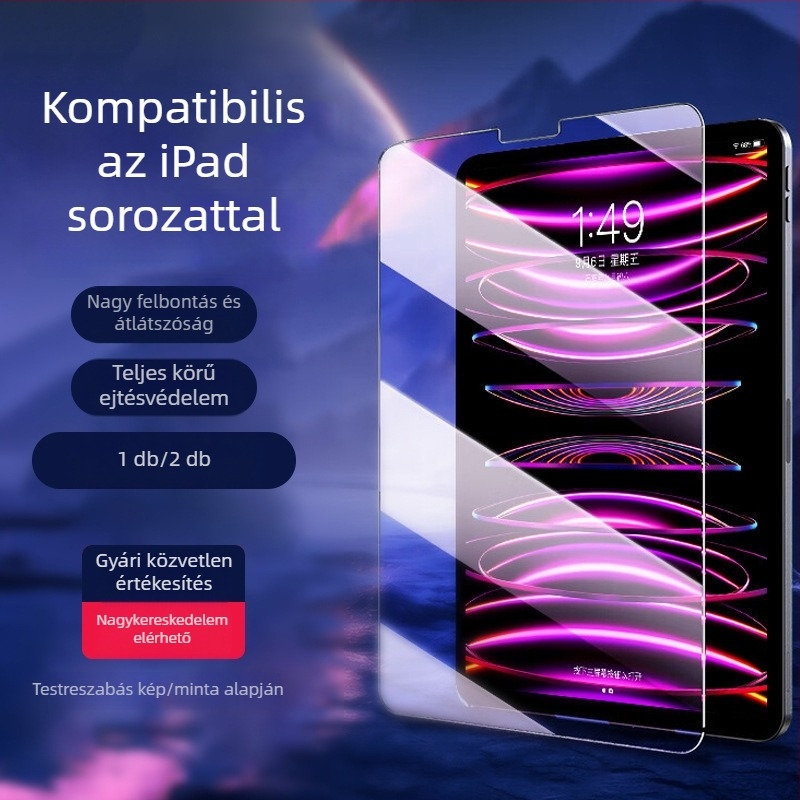 Edzett üveg kijelzővédő fólia iPadhez: 11 hüvelyk, iPad Pro 13 hüvelyk és iPad Mini 7, anti-kékfény, HD.