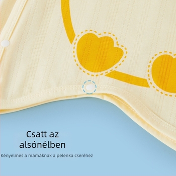 Gyerekeknek szánt pamut egyrészes alvópizsama, állatos karikatúra mintával, hosszú ujjú, uniszex, 1–3 éveseknek