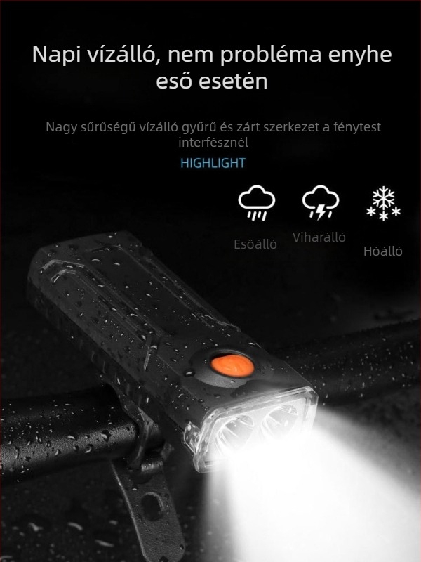 Kerékpár első lámpa éjszakai tekeréshez – vízálló, nagy fényerejű, hegy- és országúti kerékpárokhoz, Sky Leopard márka