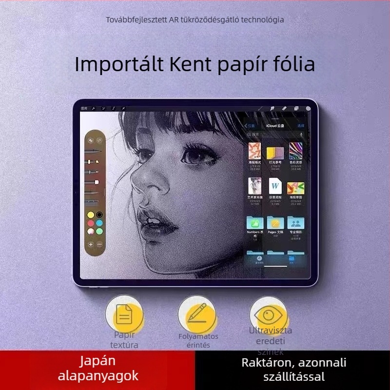Papírhatású kijelzővédő fólia iPad Pro 11 (M5), 11. generáció, 10,9 hüvelyk, mágneses rögzítés, AR tükröződésmentes fólia
