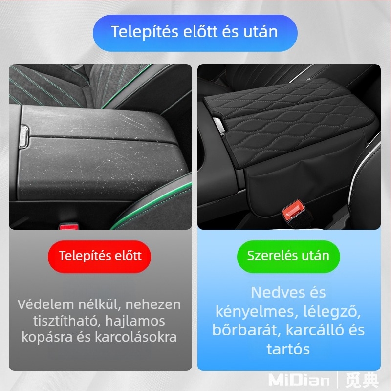 Autó belső tér középső kartámaszhoz készült emelt párna és kézvédő készlet (Anyag: Egyéb; Márka: Egyéb; Alkalmazható modellek: Egyéb)