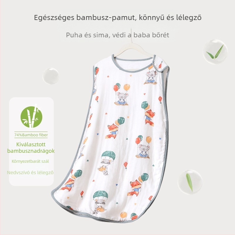 Soft Yun Baba alvózsák bambusz rostból, nyári vékony verzió, hasvédelmi funkció, duzzasztott ujjatlan, kartun stílus, 1 Jin alatt