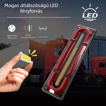 LED teherautó hátsó lámpa, 12/24V, 3000 lm, 4000K, élettartam 5000 óra, univerzális kompatibilitás