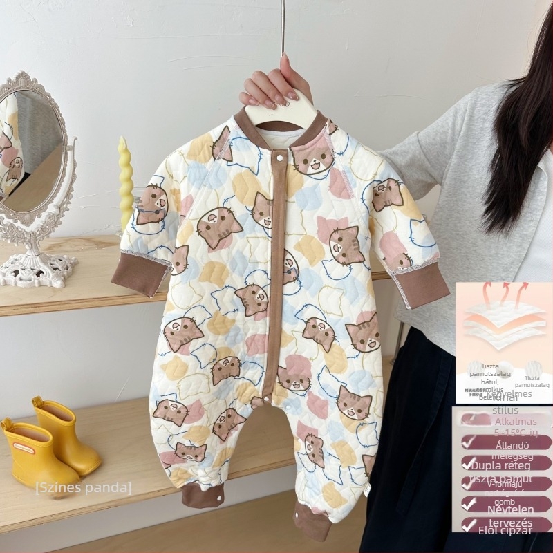 Baba- és kisgyermekek téli vastag hálózsák, szétválasztott lábakkal, levehető ujjak, nylon cipzár, külső és belső anyag 100% pamut