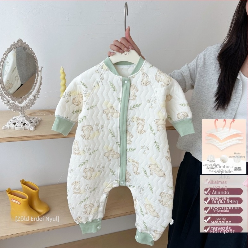 Baba- és kisgyermekek téli vastag hálózsák, szétválasztott lábakkal, levehető ujjak, nylon cipzár, külső és belső anyag 100% pamut