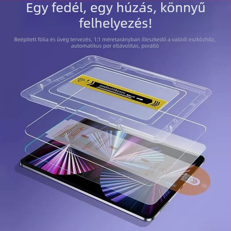 Edzett üveg kijelzővédő fólia iPad Pro 13 hüvelykhez – teljes lefedettség, anti-ujjlenyomat, anti-kék fény, porálló