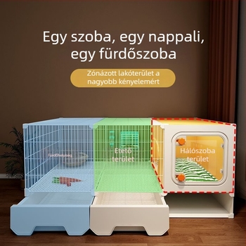 Műanyag belső használatra szánt nyúlketrec vécével, ideális nyulak és tengerimalacok számára