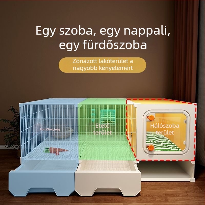 Műanyag belső használatra szánt nyúlketrec vécével, ideális nyulak és tengerimalacok számára