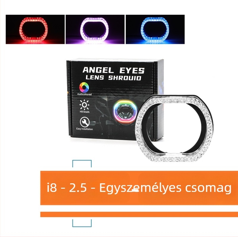 Univerzális Angel Eye gyűrű fényszóróhoz, 2.5/3 hüvelykes LED díszfedél Bluetooth-vezérléssel