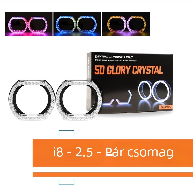 Univerzális Angel Eye gyűrű fényszóróhoz, 2.5/3 hüvelykes LED díszfedél Bluetooth-vezérléssel