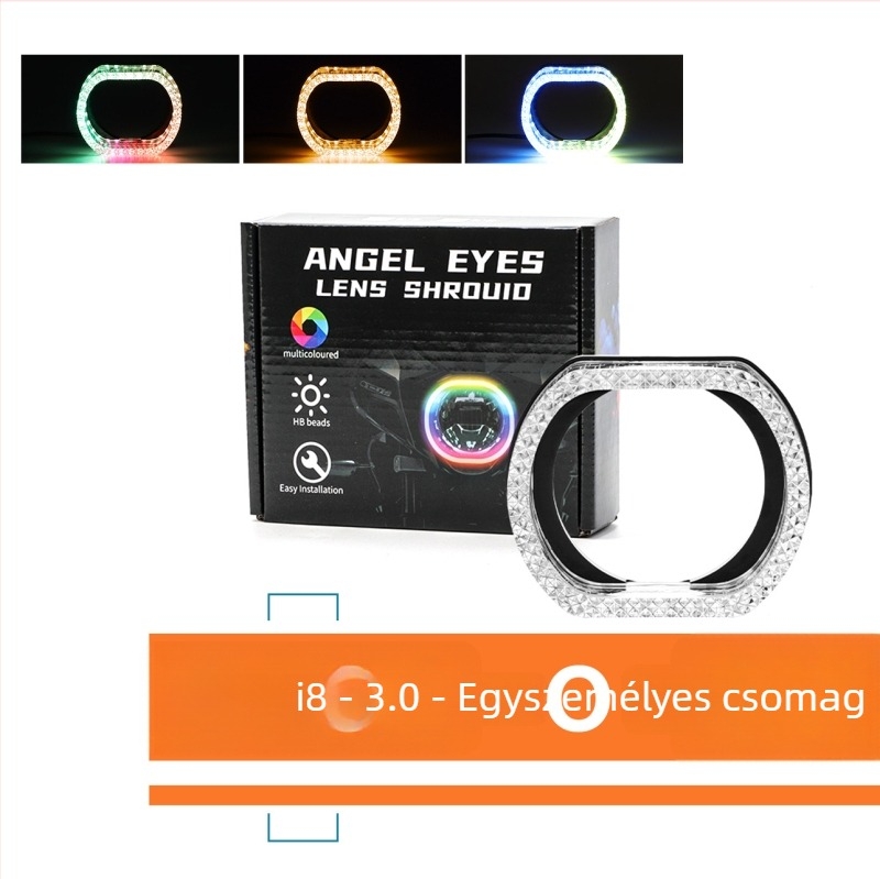 Univerzális Angel Eye gyűrű fényszóróhoz, 2.5/3 hüvelykes LED díszfedél Bluetooth-vezérléssel