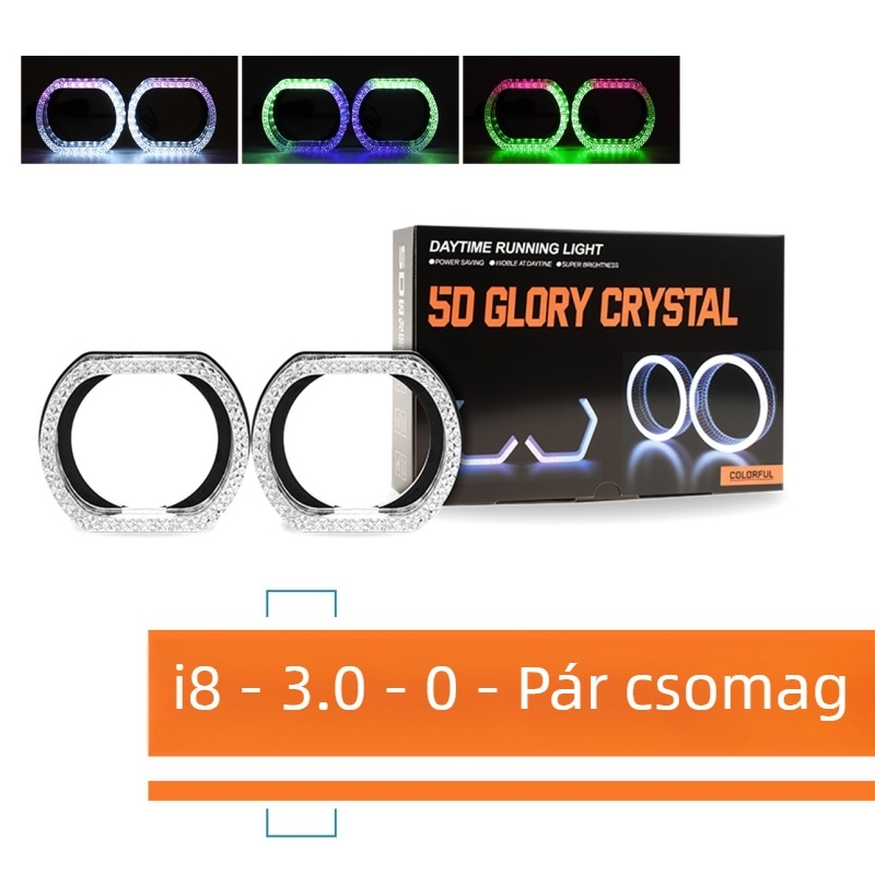 Univerzális Angel Eye gyűrű fényszóróhoz, 2.5/3 hüvelykes LED díszfedél Bluetooth-vezérléssel