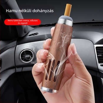 Fém cigarettatartó doboz mini diófa hamutartóval, gravírozott, 02-es modell, 70 g