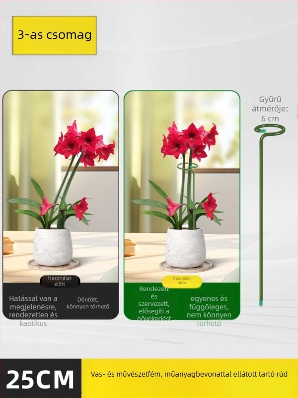 Anti-tip tartó növényekhez – vasból, műanyag bevonattal, virágtartó állvány