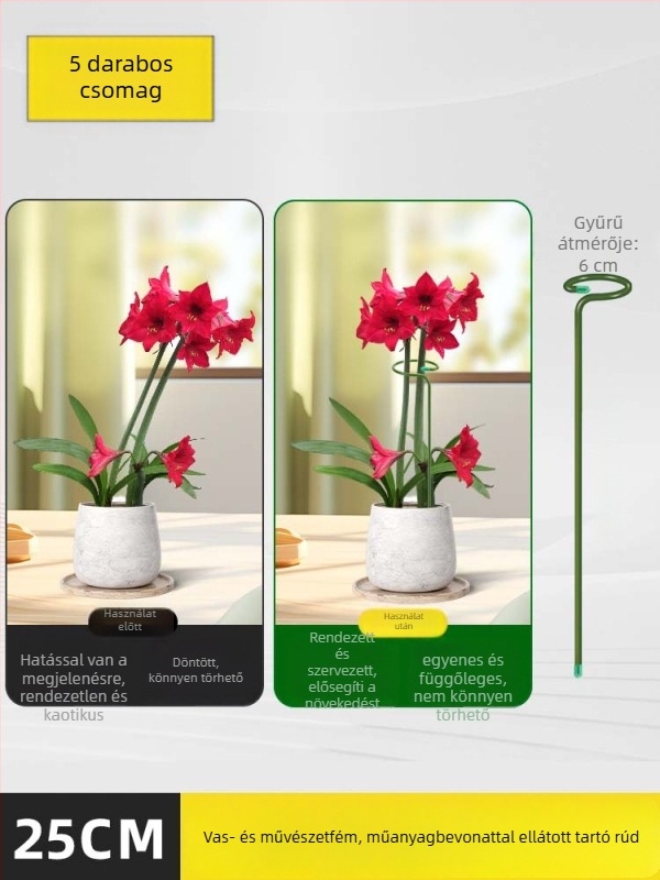 Anti-tip tartó növényekhez – vasból, műanyag bevonattal, virágtartó állvány