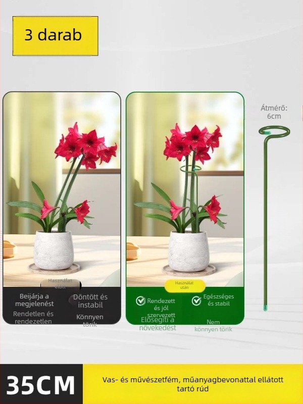 Anti-tip tartó növényekhez – vasból, műanyag bevonattal, virágtartó állvány