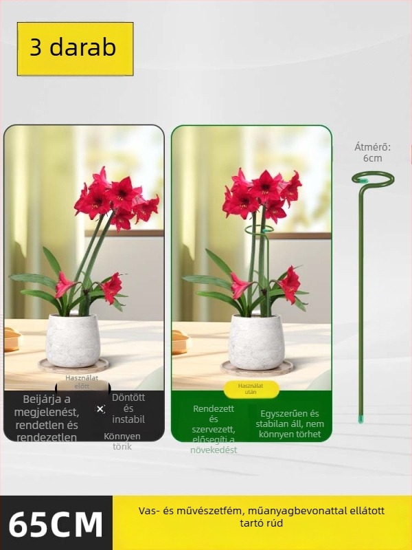 Anti-tip tartó növényekhez – vasból, műanyag bevonattal, virágtartó állvány