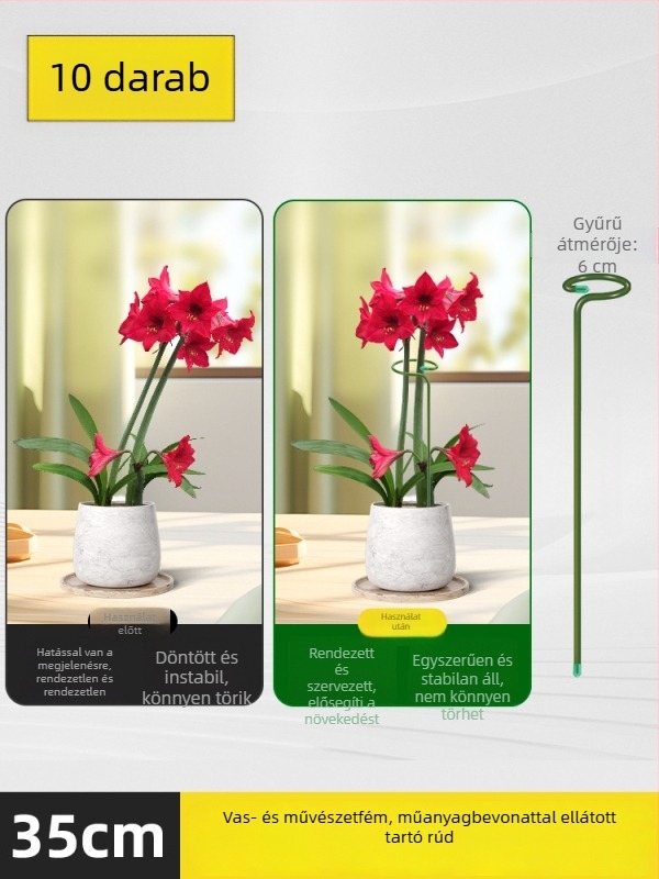 Anti-tip tartó növényekhez – vasból, műanyag bevonattal, virágtartó állvány