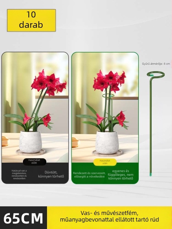 Anti-tip tartó növényekhez – vasból, műanyag bevonattal, virágtartó állvány