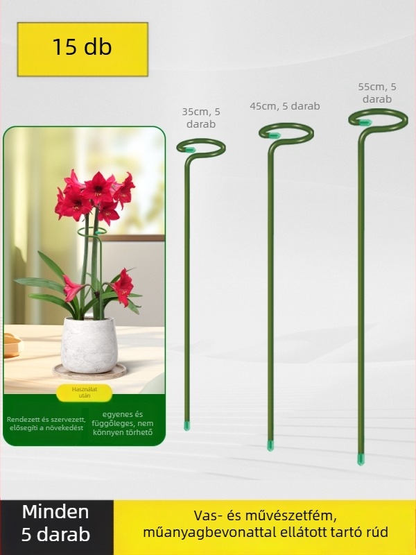 Anti-tip tartó növényekhez – vasból, műanyag bevonattal, virágtartó állvány