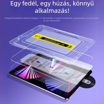 iPad edzett üveg kijelzővédő – teljes fedés, ütésálló, előoldali fólia, kékfény-szűrő