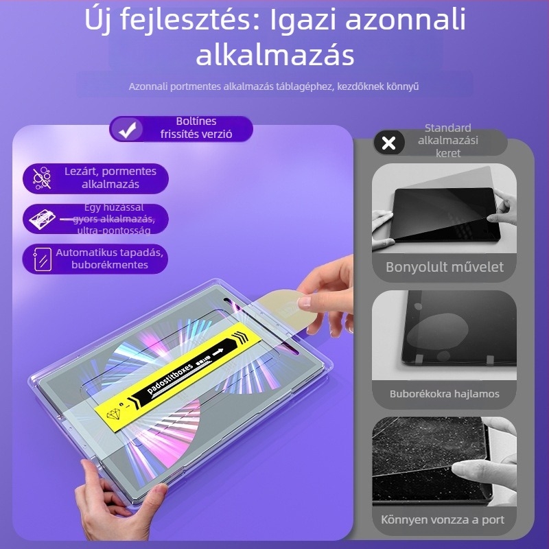 iPad edzett üveg kijelzővédő – teljes fedés, ütésálló, előoldali fólia, kékfény-szűrő