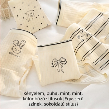 Tinédzser lányok pamut alsónemű, középmagas derekú, légáteresztő, antibakteriális, kötött anyag, karikatúra mintával