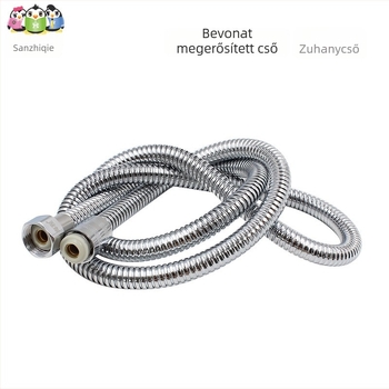 Rozsdamentes acél zuhanycső, robbanásbiztos, 1,2 MPa, 0–90°C, spirálos szerelés, 4 pontos univerzális modell, Three Penguins márka