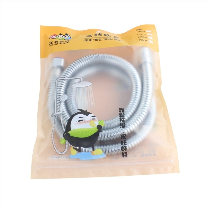 Rozsdamentes acél zuhanycső, robbanásbiztos, 1,2 MPa, 0–90°C, spirálos szerelés, 4 pontos univerzális modell, Three Penguins márka