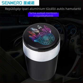 SENWERO A02 – Többfunkciós autó hamutál LED világítással, műanyagból