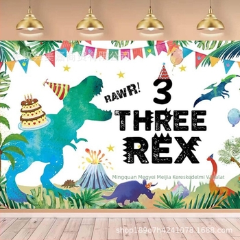 Háttérszövet, cartoon dinoszaurusz téma, 3 éves fiú születésnapi fotózáshoz, vinyl anyag, modell SD3952