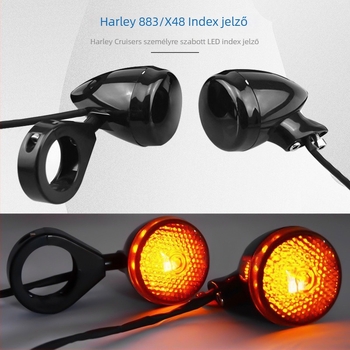 Harley motorkerékpár LED indexlámpa, modell JH125, 12V, 12W, ABS műanyag
