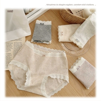 Női középmagasságú pamut jacquard bugyi, lélegző, antibakteriális, bőrbarát.