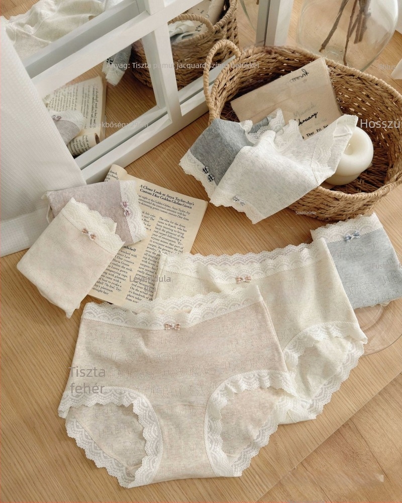 Női középmagasságú pamut jacquard bugyi, lélegző, antibakteriális, bőrbarát.