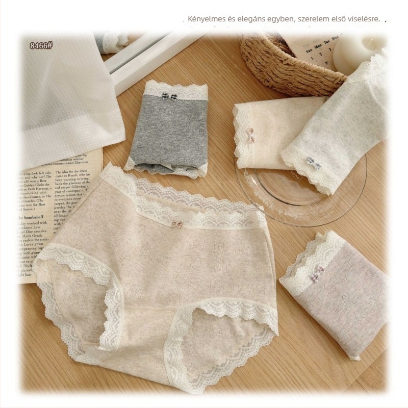 Női középmagasságú pamut jacquard bugyi, lélegző, antibakteriális, bőrbarát.