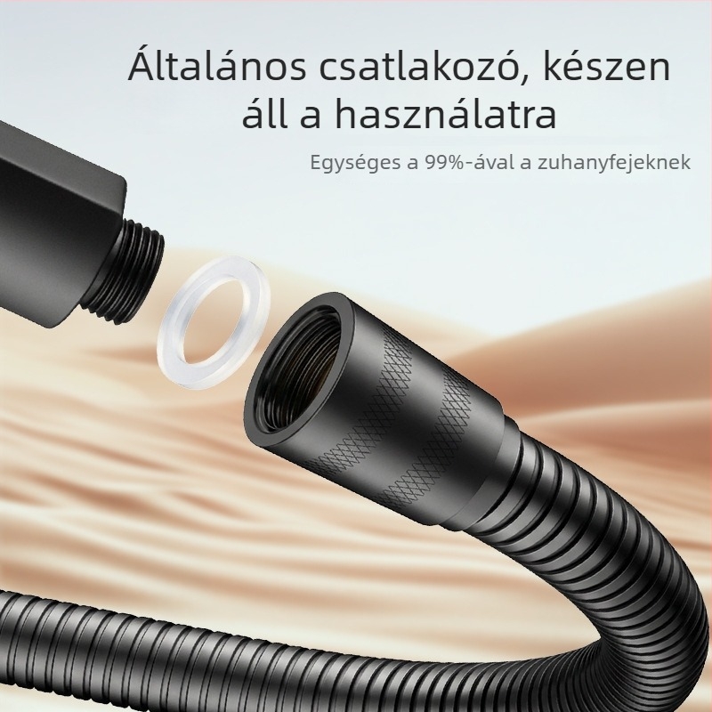 Rozsdamentes acél zuhanycső, falra szerelhető, sárgaréz csatlakozó, max. 80°C, névleges nyomás 1 MPa