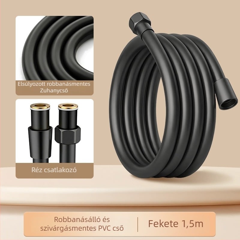 Rozsdamentes acél zuhanycső, falra szerelhető, sárgaréz csatlakozó, max. 80°C, névleges nyomás 1 MPa