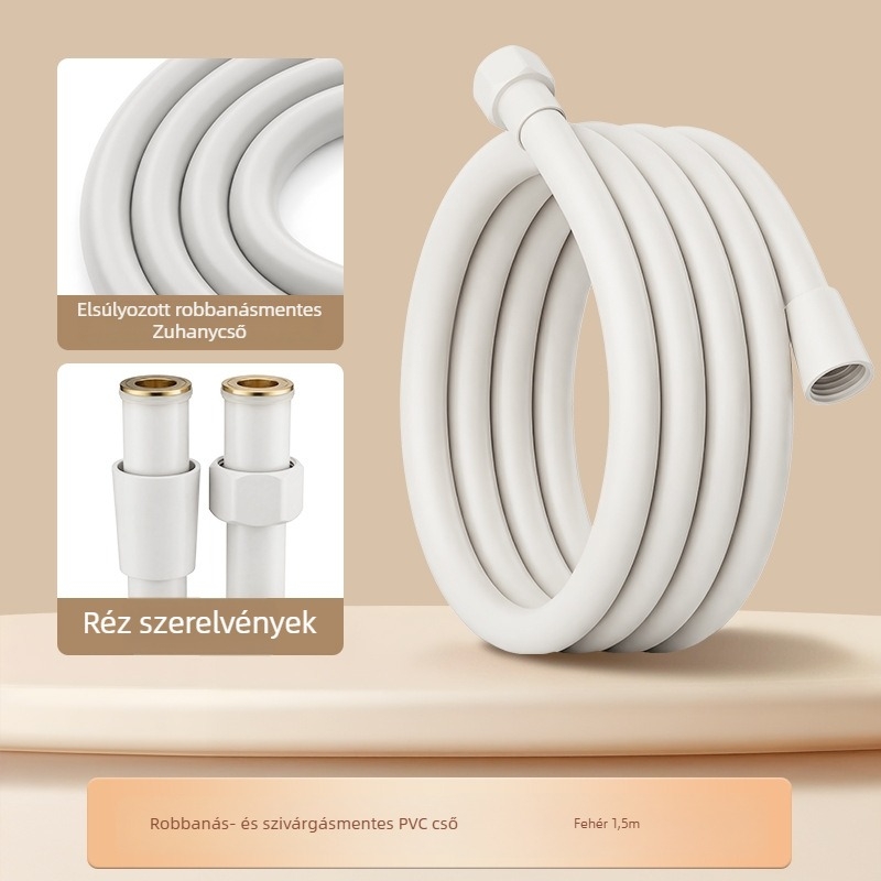 Rozsdamentes acél zuhanycső, falra szerelhető, sárgaréz csatlakozó, max. 80°C, névleges nyomás 1 MPa