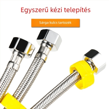 304 rozsdamentes acélból készült, szövött tömlő forró és hideg vízhez, kézi szerelés, 1,6 MPa, 0–100°C