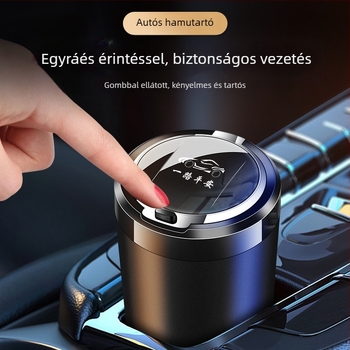Autó hamutartó műgyantából, Modell 052, LED éjjellámpa, fedél gombbal, többfunkciós