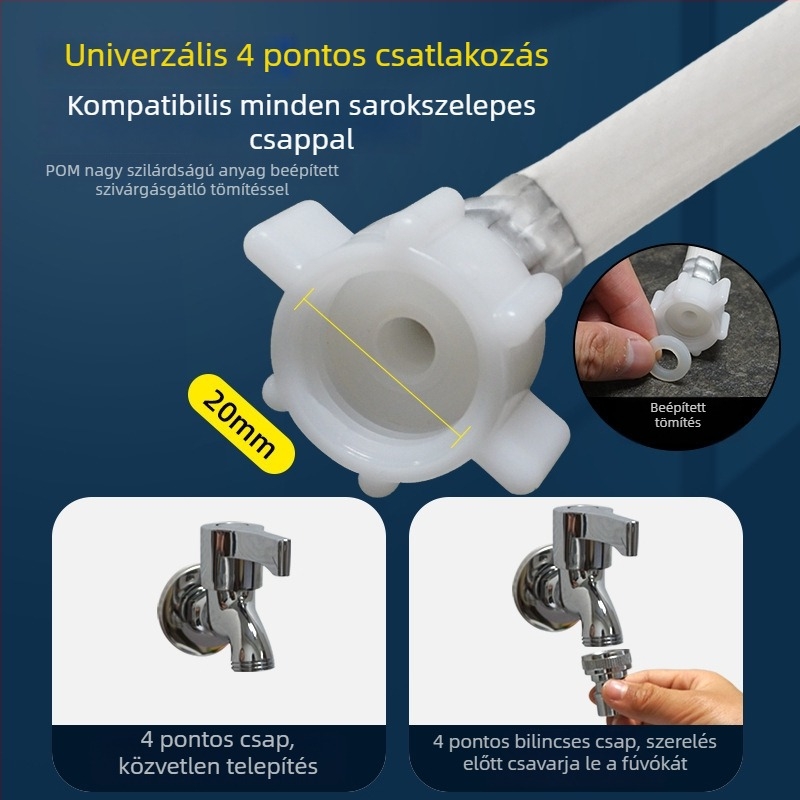 Haier mosógép vízbetápláló cső, eredeti OEM, 4-pontos tömlő a dobhoz és a pulzátorhoz, meghosszabbított vízbetáplálócső