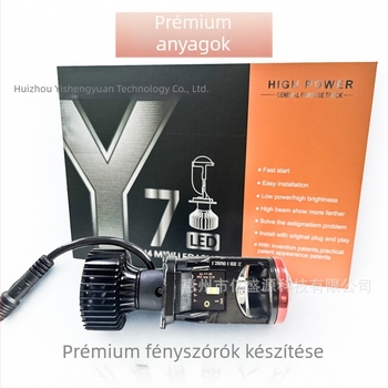 Y7D-H4 autó LED első lámpa, integrált magas- és alacsony fényszóróval, repülőgép-alumínium ötvözet, 3570 LED