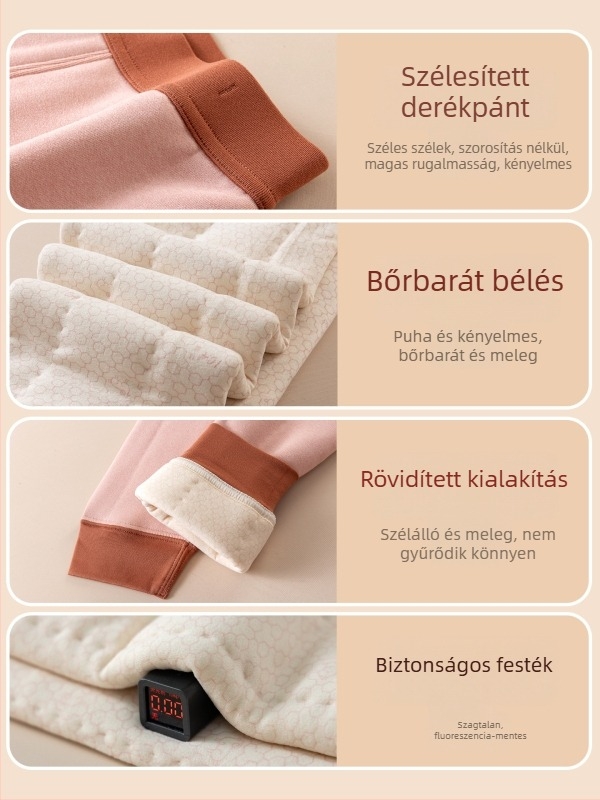 Gyerekek Termikus Leggings, Gyapjúkeverék, 10% Gyapjú, Kétoldalas Plüss Bélés, Őszi–Téli, Középmagas Derekú, Uniszex, 8+ évesek