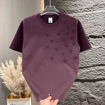 Férfi Slim Fit Rövid Ujjú Póló, Geometriai Jacquard Mintával, Légáteresztő Poliészter, Nyár 2024