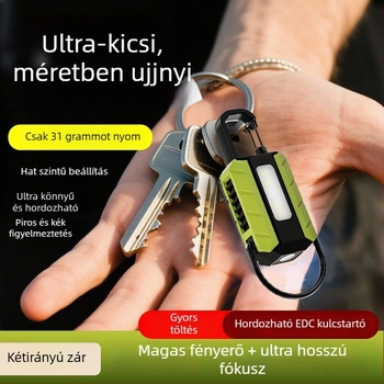 LED kulcstartó zseblámpa — újratölthető, ultra fényes, mágneses, mini kültéri kemping világítás, 400 mAh akkumulátor