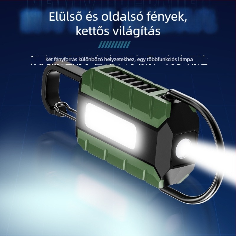 LED kulcstartó zseblámpa — újratölthető, ultra fényes, mágneses, mini kültéri kemping világítás, 400 mAh akkumulátor