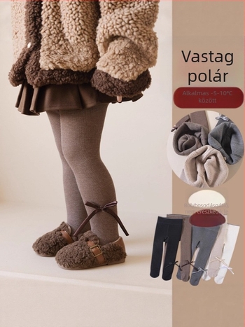 Téli gyerekeknek szóló pamut, egyszínű harisnya masnival díszítve, lányoknak