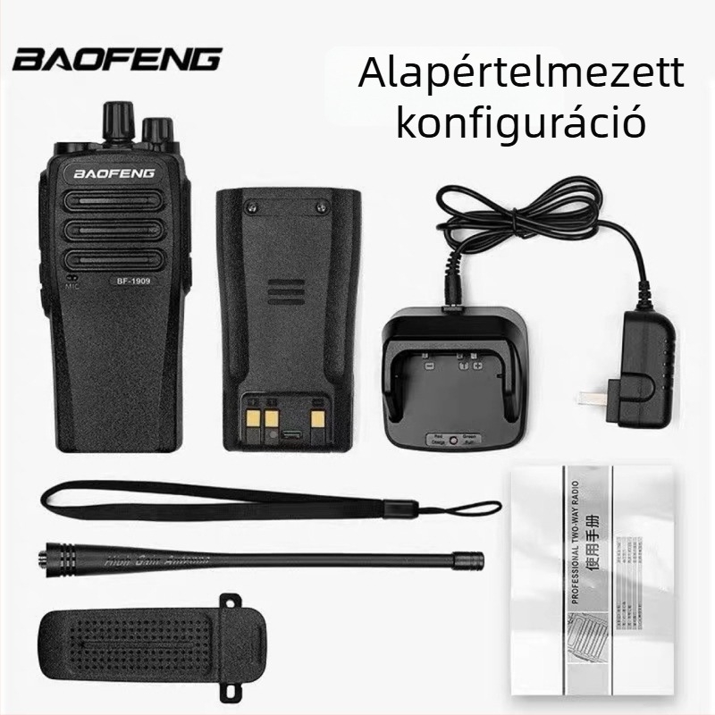 Baofeng BF-1909 hordozható kétirányú rádió, nagy teljesítmény, USB-támogatás, építkezésekhez, kültéri használatra