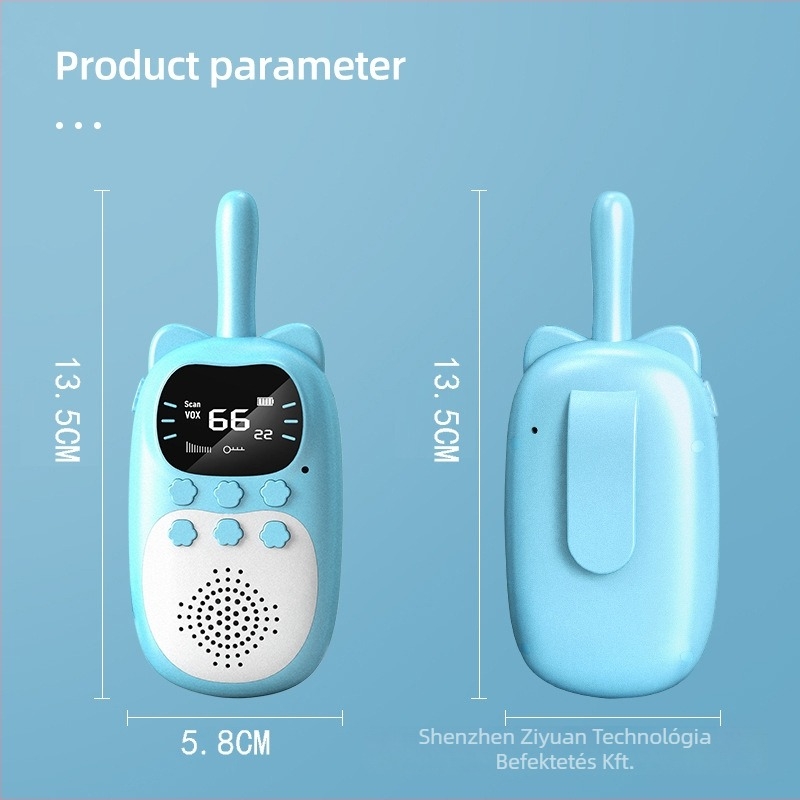DJ200 Gyerekeknek szóló vezeték nélküli walkie-talkie, 3 km hatótávolság, USB töltés, lítium akkumulátor, kijelzővel